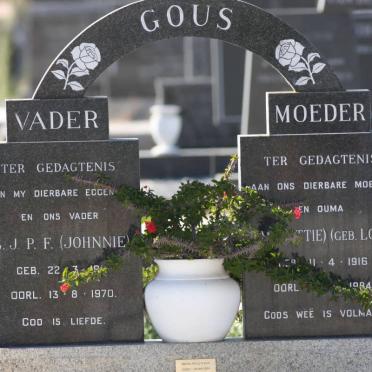 GOUS G.J.P.F. 1911-1970 &amp; E.M. LOUW 1916-1984 :: GOUS Mariana Fakulyn 1959-2003