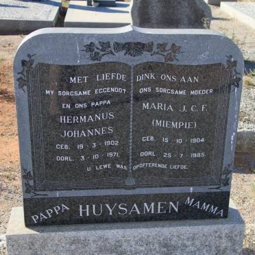 HUYSAMEN Hermanus Johannes 1902-1971 &amp; Maria J.C.F. 1904-1985
