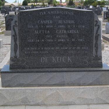 KOCK Casper Hendrik, de 1894-1934 &amp; Aletta Catharina NAUDE 1906-1985