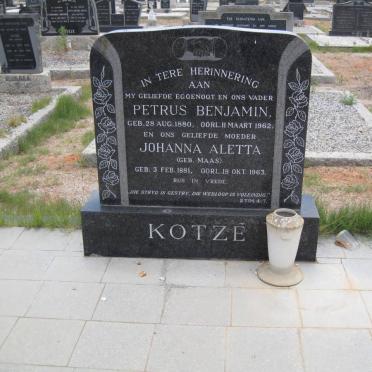 KOTZÉ Petrus Benjamin 1880-1962 &amp; Johanna Aletta MAAS 1881-1963
