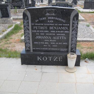 KOTZÉ Petrus Benjamin 1880-1962 &amp; Johanna Aletta MAAS 1881-1963