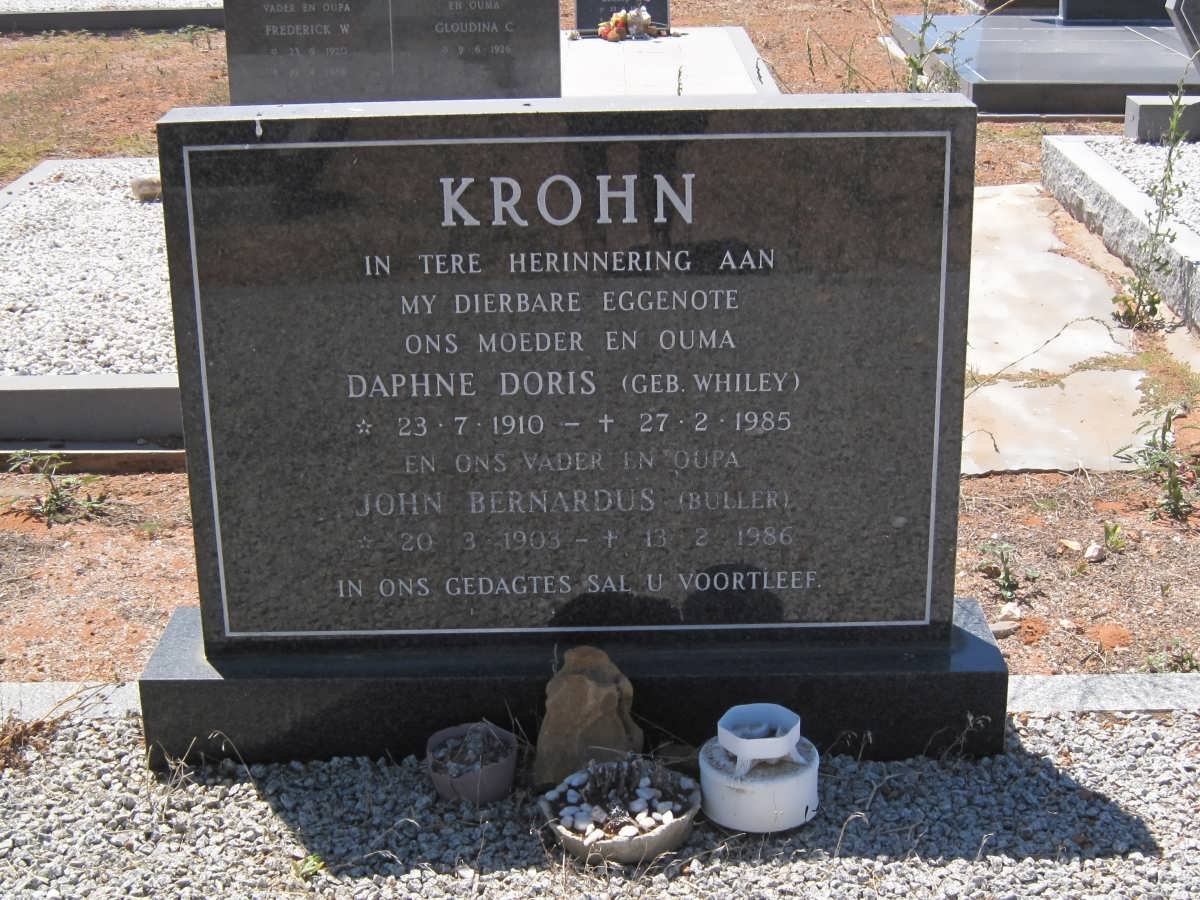 KROHN John Bernardus 1903-1986 &amp; Daphne Doris WHILEY 1910-1985