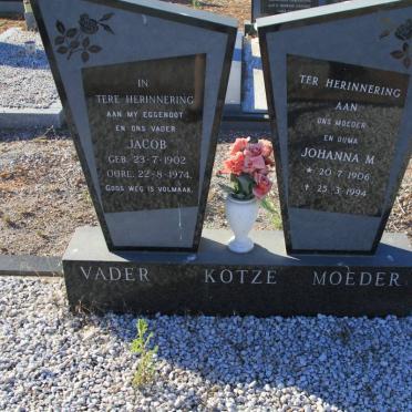 KOTZE Jacob 1902-1974 &amp; Johanna M. 1906-1994