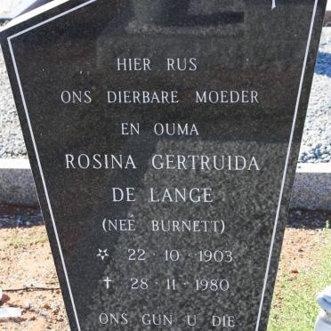 LANGE Rosina Gertruida, de nee BURNETT 1903-1980