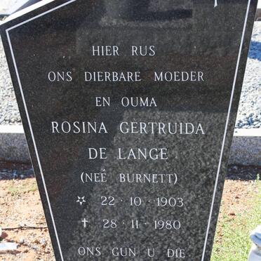 LANGE Rosina Gertruida, de nee BURNETT 1903-1980
