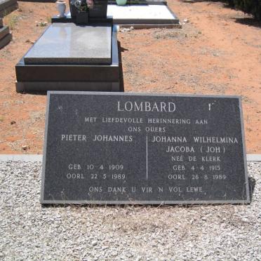 LOMBARD Pieter Johannes 1909-1989 &amp; Johanna Wilhelmina Jacoba DE KLERK 1915-1989