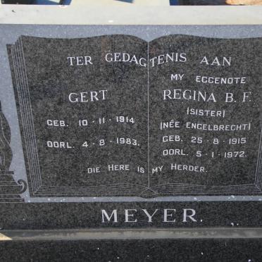 MEYER Gert 1914-1983 &amp; Regina B.F. ENGELBRECHT 1915-1972