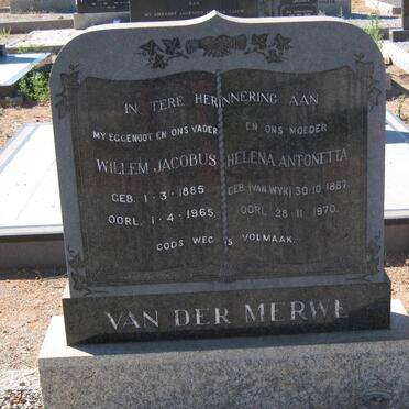 MERWE Willem Jacobus, van der 1885-1965 &amp; Helena Antonetta VAN WYK 1887-1970