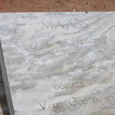 MAASS Alwyn Jacobus 1914-1998 &amp; Anna Maria Magdalena VAN DEN HEEVER 1920-1990 