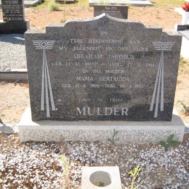 MULDER Abraham Jakobus 1903-1961 &amp; Maria Gertruida 1905-1967 