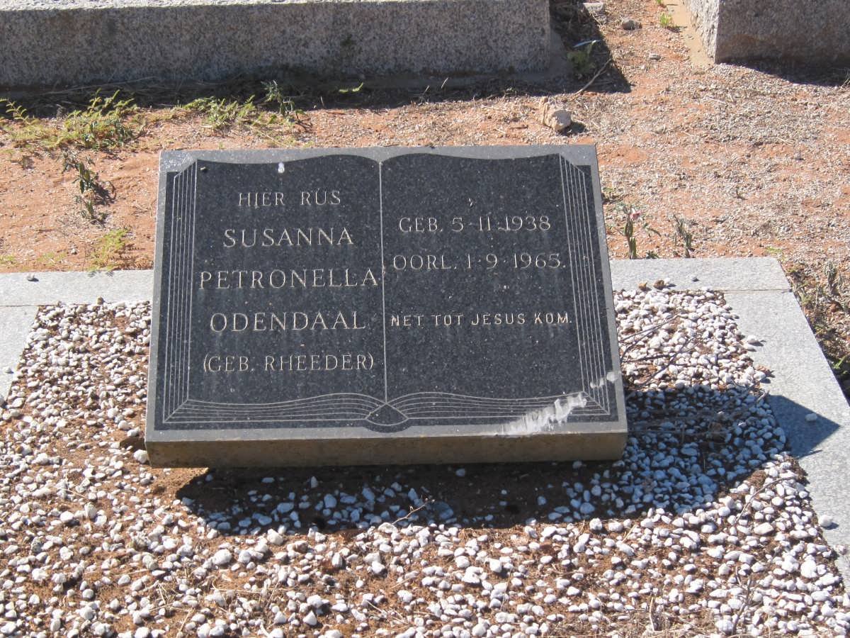 ODENDAAL Susanna Petronella nee RHEEDER 1938-1965