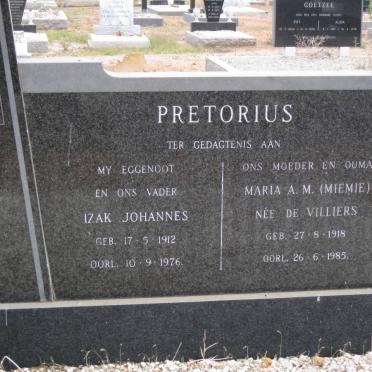 PRETORIUS Izak Johannes 1912-1976 &amp; Maria A.M. DE VILLIERS 1918-1985