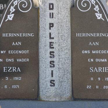 PLESSIS Ezra, du 1912-1971 &amp; Sarie 1909-2005