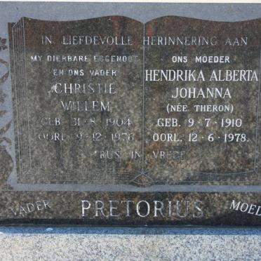 PRETORIUS Christie Willem 1904-1976 &amp; Hendrika Alberta Johanna THERON 1910-1978