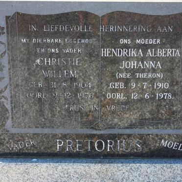 PRETORIUS Christie Willem 1904-1976 &amp; Hendrika Alberta Johanna THERON 1910-1978