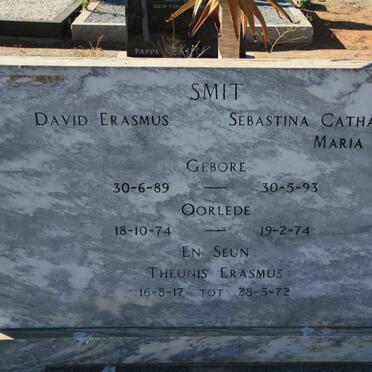 SMIT David Erasmus 1889-1974 &amp; Sebastina Catharina Maria 1893-1974 :: SMIT Theunis Erasmus 1917-1972