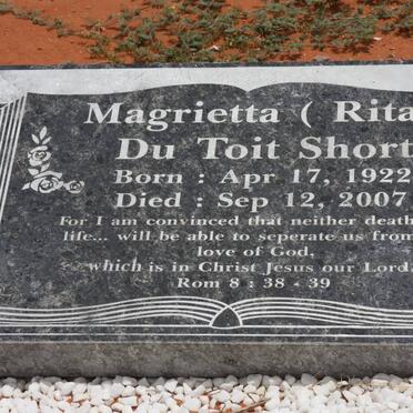 SHORT Magrietta Du Toit 1922-2007