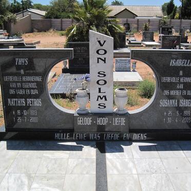 SOLMS Matthys Petrus, von 1913-2000 &amp; Susanna Isabella 1919-2003