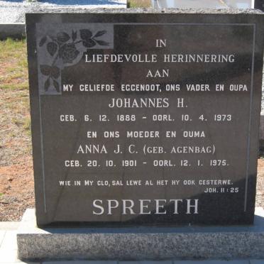 SPREETH Johannes H. 1888-1973 &amp; Anna J.C. AGENBAG 1901-1975