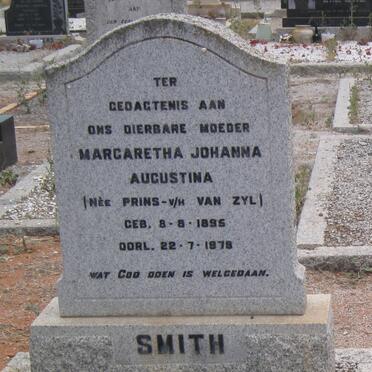 SMITH  Margaretha Johanna Augustina nee PRINS formerly VAN ZYL 1895-1978