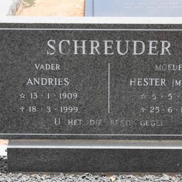 SCHREUDER Andries 1909-1999 &amp; Hester MOUTON 1916-1992