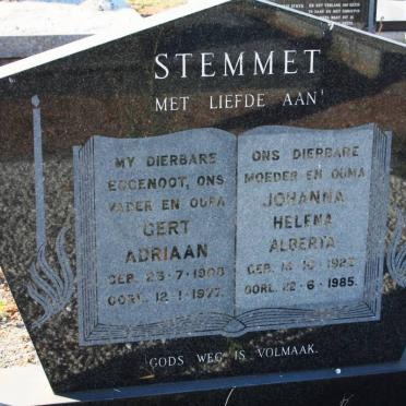 STEMMET Gert Adriaan 1908-1977 &amp; Helena Alberta 1922-1985