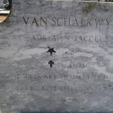 SCHALKWYK Adriaan Jacobus, van 1919-1986