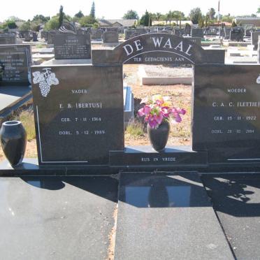 WAAL E.B., de 1914 1989 &amp; C.A.C. 1922-2004