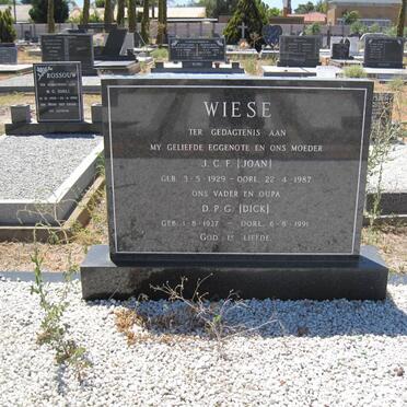 WIESE D.P.G. 1927-1991 &amp; J.F.C. 1929-1987