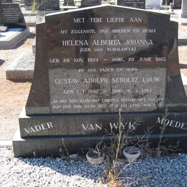 WYK Gustav Adolph Scholtz Louw, van 1897-1987 &amp; Helena Alberta Johanna VAN SCHALKWYK 1903-1965