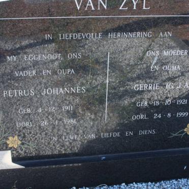 ZYL  Petrus Johannes, van 1911-1981 &amp; G.J.A. 1921-1999