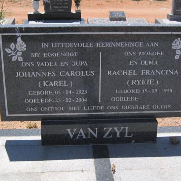 ZYL Johannes Carolus, van 1923-2004 &amp; Rachel Francina 1918-