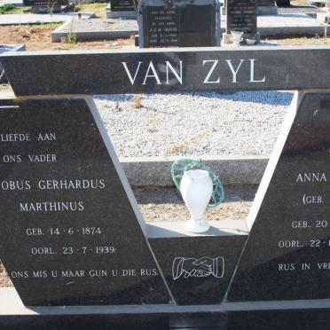 ZYL  Jacobus Gerhardus Marthinus, van 1874-1939 &amp; Anna Magdalena BURGER 1894-1978