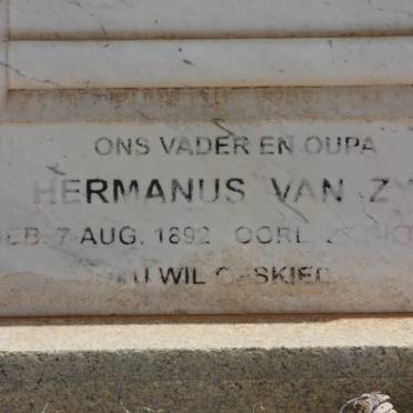 ZYL Hermanus, van 1892-1960 &amp; Maria Magrietha Christina VAN WYK 1902-1959