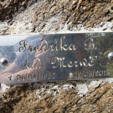 MERWE Fredrika B., v.d. 1957-2015