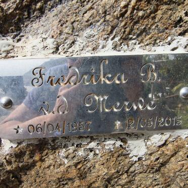 MERWE Fredrika B., v.d. 1957-2015