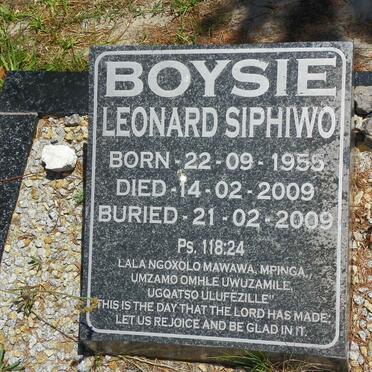 BOYSIE Leonard Siphiwo 1955-2009