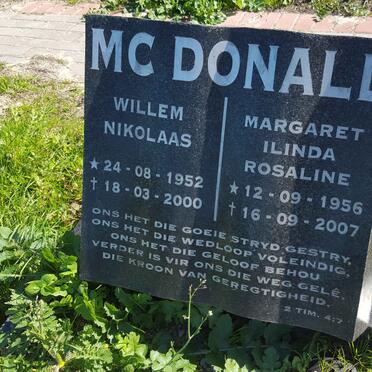 MCDONALD Willem Nikolaas 1952-2000 &amp; Margaret Ilinda Rosaline 1956-2007