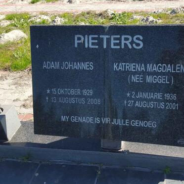 PIETERS Adam Johannes 1929-2008 &amp; Katriena Magdalena MIGGEL 1936-2001