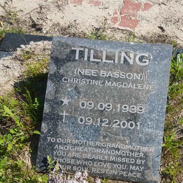 TILLING Christine Magdalene nee BASSON 1939-2001