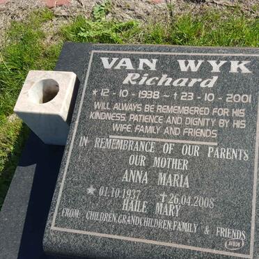 WYK Richard, van 1938-2001 &amp; Anna Maria 1937-2008