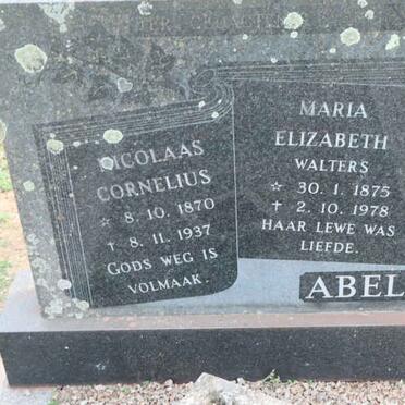 ABEL Nicolaas Cornelius 1870-1937 &amp; Maria Elizabeth WALTERS 1875-1978