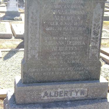 ALBERTYN Coenraad Johannes 1877-1941 &amp; Johanna Dedrika MOSTERT 1876-1956