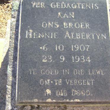ALBERTYN Hennie 1907-1934