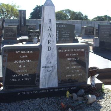 BAARD Johannes M.A. 1927-2007 &amp; Jacoba J. VALENTINE 1929-1979