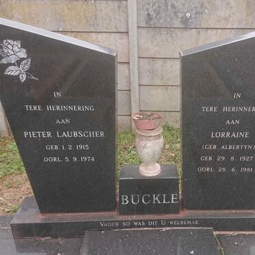 BUCKLE Pieter Laubscher 1915-1974 &amp; Lorraine ALBERTYN 1927-1981