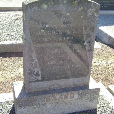 BAARD Jacobus S.A. 1863-1934 &amp; Maria P. VAN ZYL  ?-1961