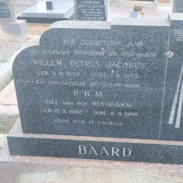 BAARD Willem Petrus Jacobus 1898-19?3 &amp; B.H.M. van der WESTHUIZEN1902-1968
