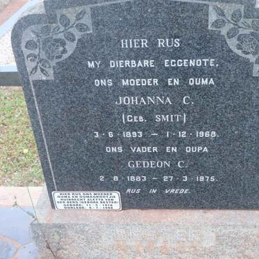 BESTER Gedeon C. 1883-1975 &amp; Johanna C. SMIT 1893-1968 :: VAN DER BERG Huibrecht Aletta nee BESTER 1918-1998