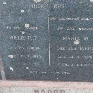 BAARD Willie P.J. 1889-1973 &amp; Maria M. BESTBIER 1893-1957